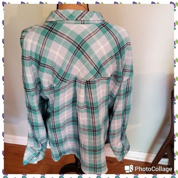 ✅️Anthropologie Sanctuary The Steady Boyfriend plaid shirt - Picture 5 of 8